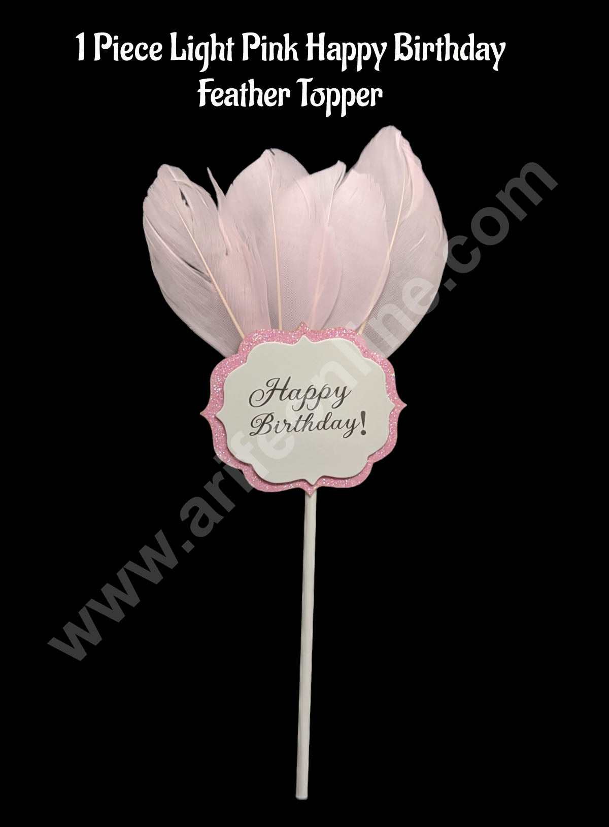 CAKE DECORβ’ 1 Piece Light Pink Happy Birthday Feather Topper For Cake Decoration