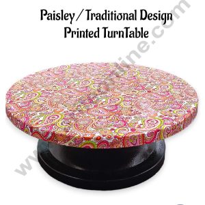 CAKE DECOR™ Paisley  / Traditional Design Printed 360 Degree Rotating Cake Stand Cake Decorating Turntable (SBCS-PTT-05)