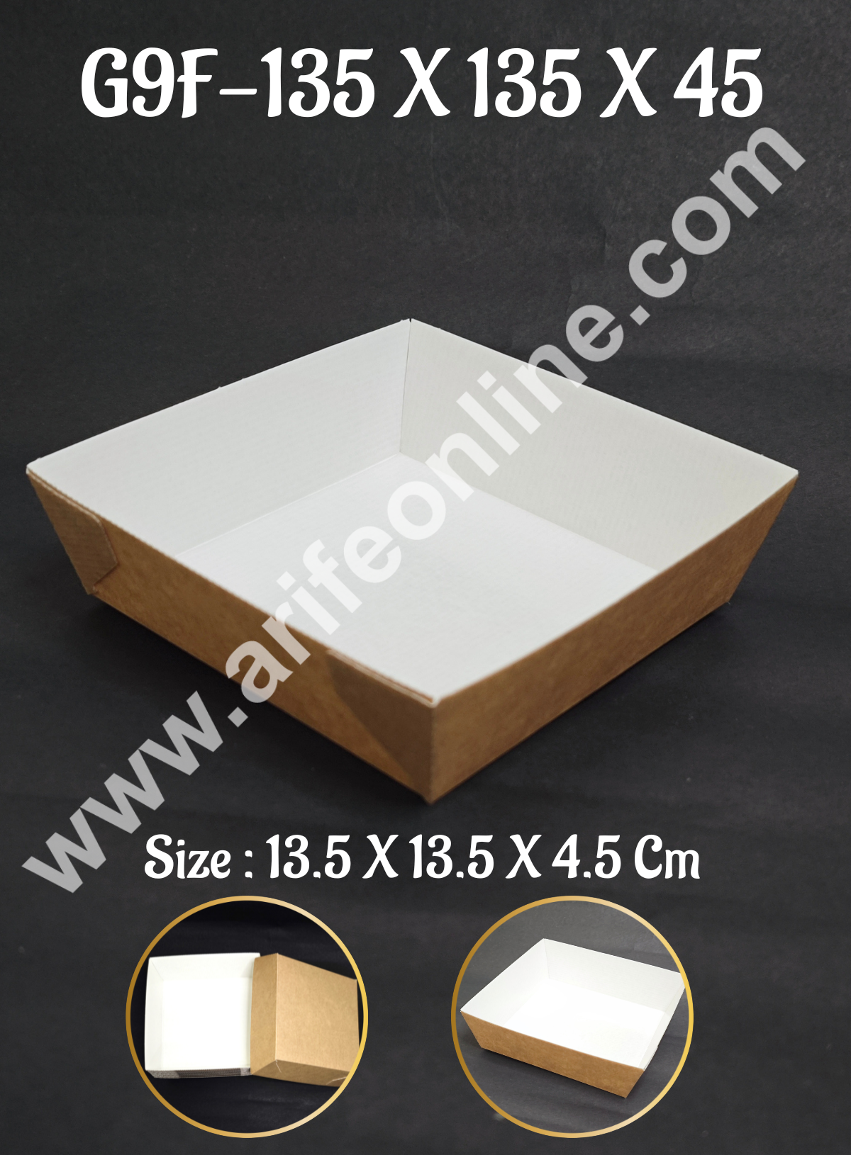 Novacart Bake & Serve Paper Baking Mould By Cake Decor - Light Brown Square Loaf Shaped Cake Mould with White Lining 10 Pcs ( SB-G9F-135 X 135 X 45)