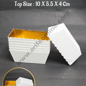 Novacart Bake & Serve Paper Baking Mould By Cake Decor - Mini White Rectangular Loaf Shaped Cake Mould with Golden Lining  10 Pcs ( SB-G9F-10075 )