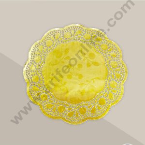 CAKE DECOR™ 5.5 inch Paper Doilies | Round Placemats | Decorative Accessories | Disposable Paper Mats - Gold (100 pcs Pack)