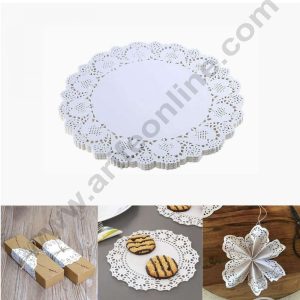 CAKE DECOR™ 8.5 inch Paper Doilies | Round Placemats | Decorative Accessories | Disposable Paper Mats - White (100 pcs Pack)