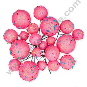 CAKE DECORβ’ Glitter Peachy Pink with Sprinkles Faux Balls Topper For Cake and Cupcake Decoration - ( 20 pcs Pack )