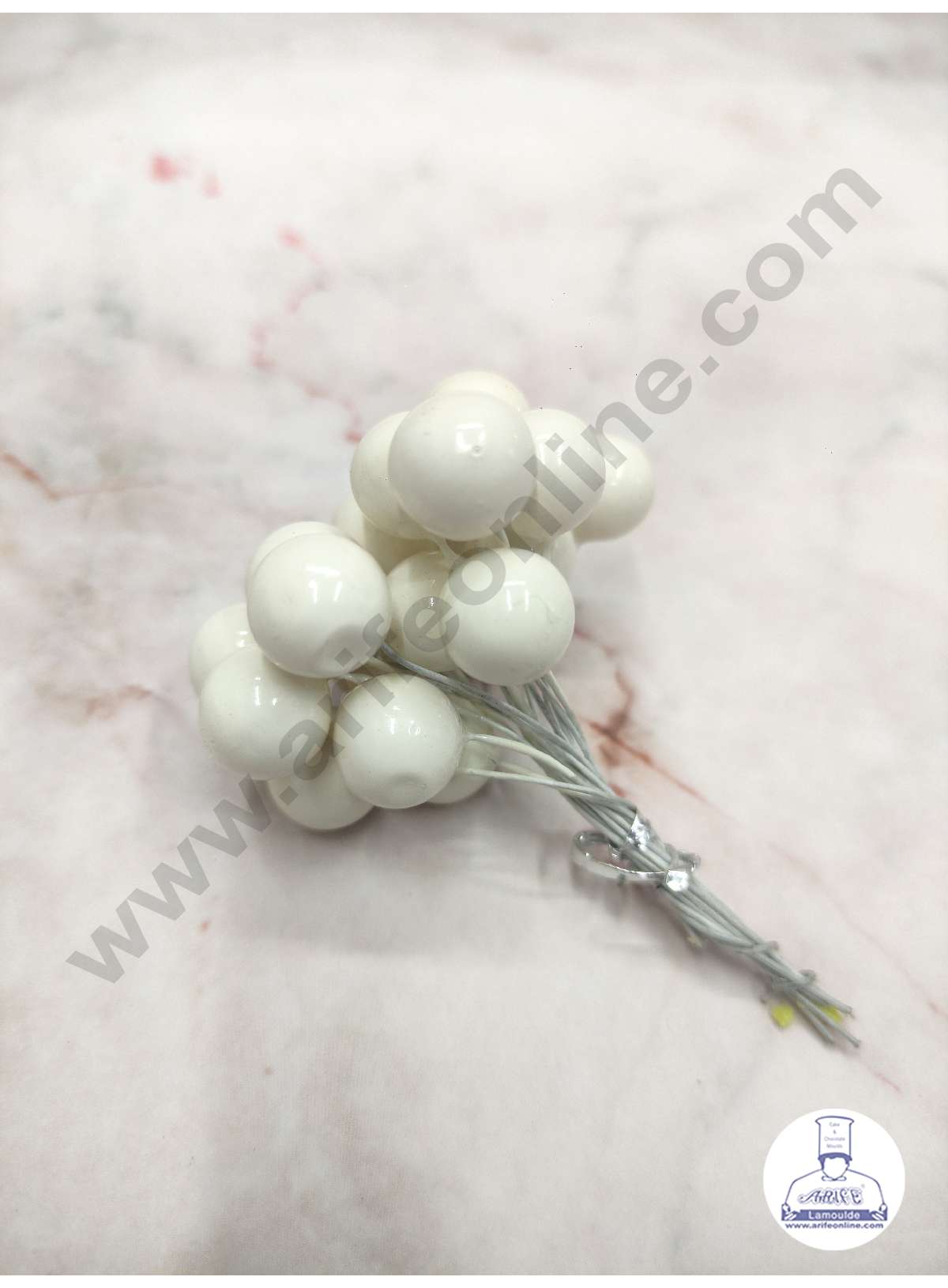CAKE DECOR™ Pearl White Pearl Faux Ball Toppers For Cake and Cupcake Decoration - (20pcs Pack)
