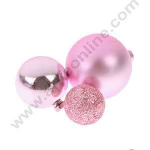 CAKE DECOR™ 3 Piece Pink Faux Ball Toppers For Cake and Cupcake Decoration - (3pcs Pack)