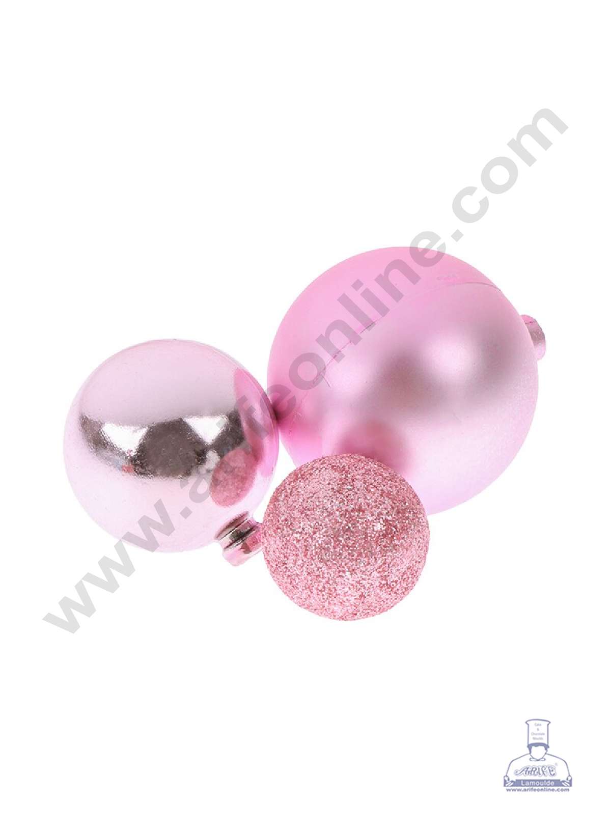 CAKE DECORβ’ 3 Piece Pink Faux Ball Toppers For Cake and Cupcake Decoration - (3pcs Pack)