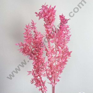 CAKE DECOR™ Pink Color Natural Dried Ruscus Leaves For Cake Decoration Bouquet Wedding Party Centerpieces Decorative – Pink (2 Stick)