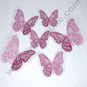 CAKE DECORβ’ 12 pcs Glitter Pink Imported Butterfly Paper Topper For Cake And Cupcake