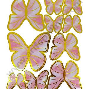 CAKE DECOR™ 10 pcs Pink & White Butterfly Paper Topper For Cake And Cupcake ( SBMT-PT-1001-PinkWhite )
