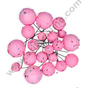 CAKE DECORβ’ Glitter Pink with Sprinkles Faux Balls Topper For Cake and Cupcake Decoration - ( 20 pcs Pack )