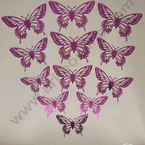 CAKE DECOR™ 12 Pcs Imported Pink Butterfly Paper Topper for Cake & Cupcake Decoration (SBMT-PT-IMP-004)