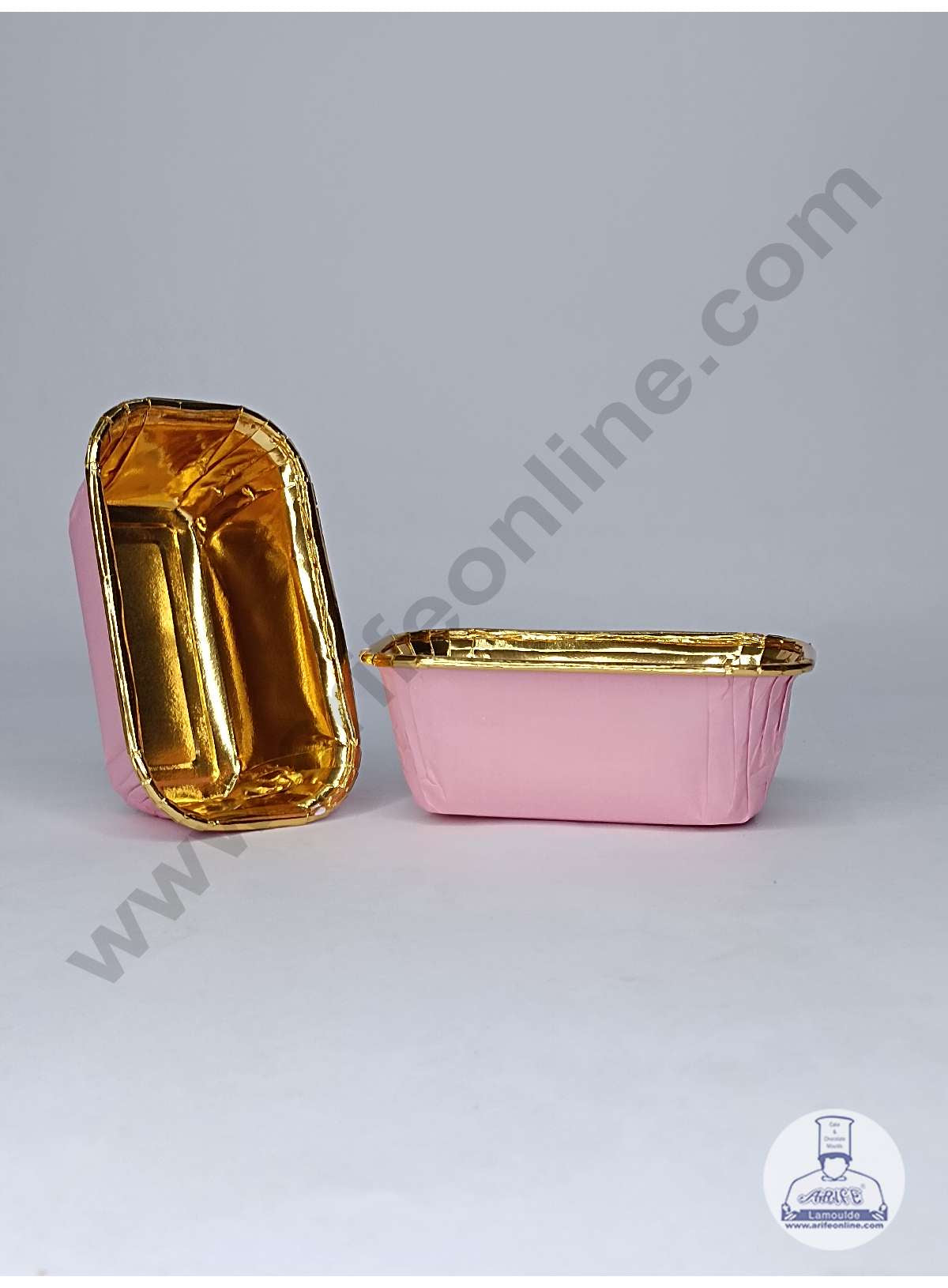 CAKE DECORβ’ 10 Pcs Small Golden Foil Coated Pink Paper Bake and Serve Plum Cake Mold