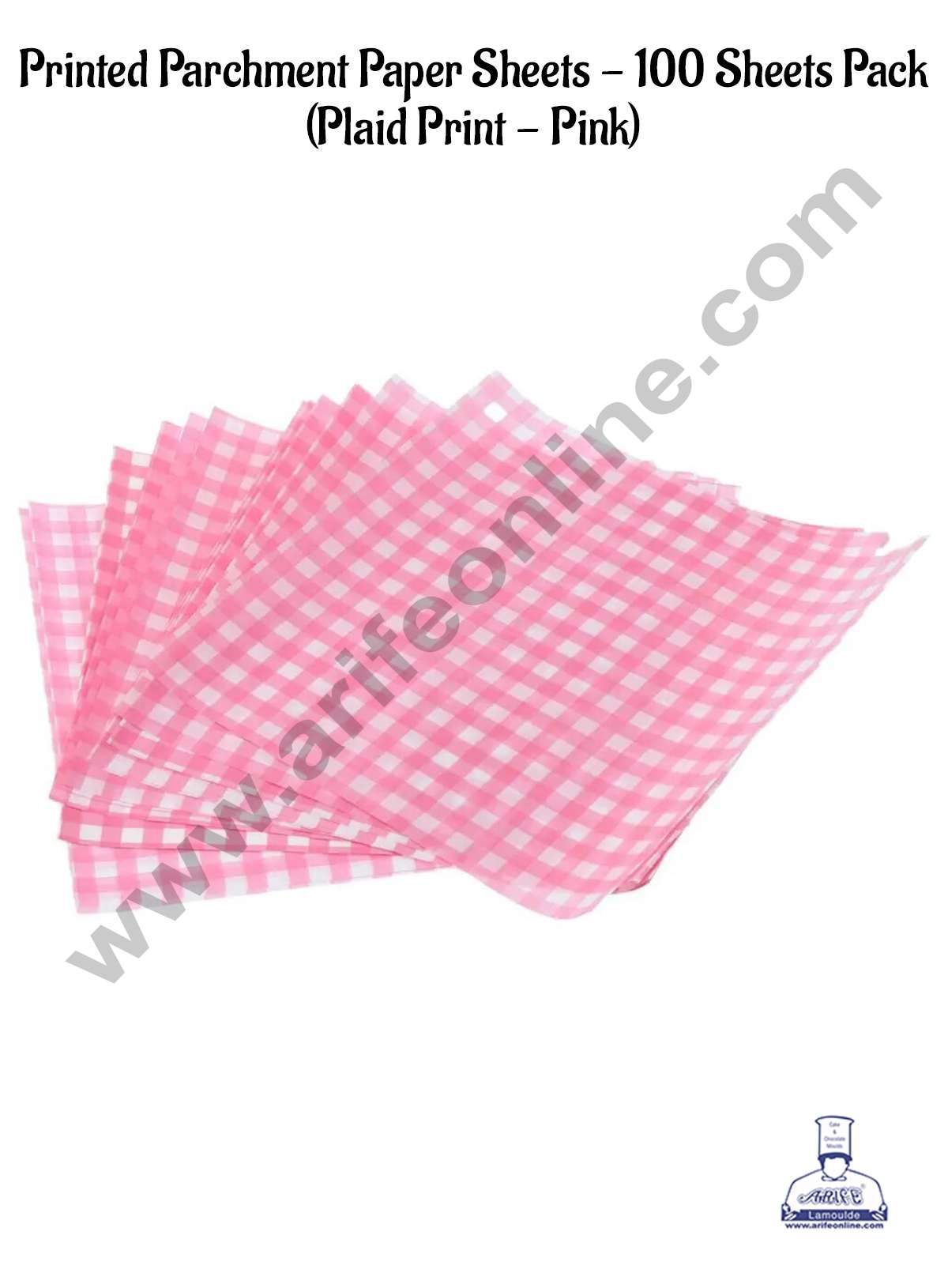 CAKE DECORβ’ Printed Parchment Paper | Bento Box Liner | Grease Proof Paper | Wrap Paper - Pink Checks/Plaid Print (100 Sheets)