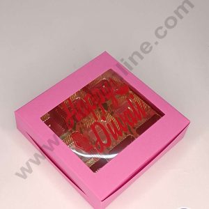 CAKE DECOR™ 9 Cavity Pink Chocolate Box with Happy Diwali Print on Clear Window & Cavity ( 10 Piece Pack ) - Pink