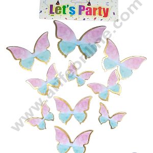 CAKE DECORβ’ 10 pcs Let's Party Pink & Blue Cloudy Theme Butterfly Paper Topper For Cake And Cupcake