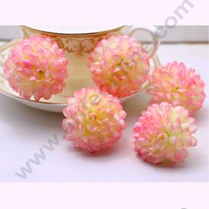 CAKE DECORβ’ Small Marigold Artificial Flower For Cake Decoration β White & Pink( 10 pcs Pack )