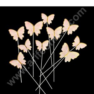 CAKE DECORβ’ Imported Pink Dotted Butterfly With Stick Paper Topper for Cake & Cupcake Decoration (SBMT-PT-IMP-019)