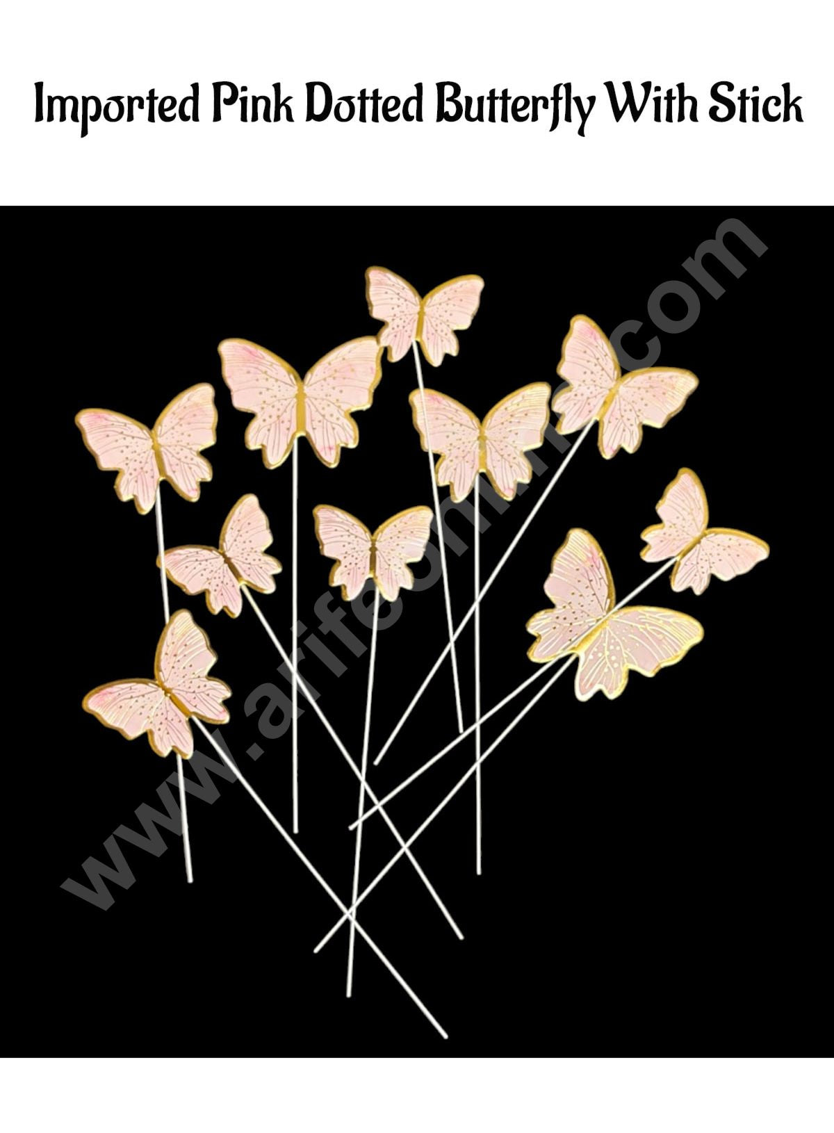 CAKE DECORβ’ Imported Pink Dotted Butterfly With Stick Paper Topper for Cake & Cupcake Decoration (SBMT-PT-IMP-019)