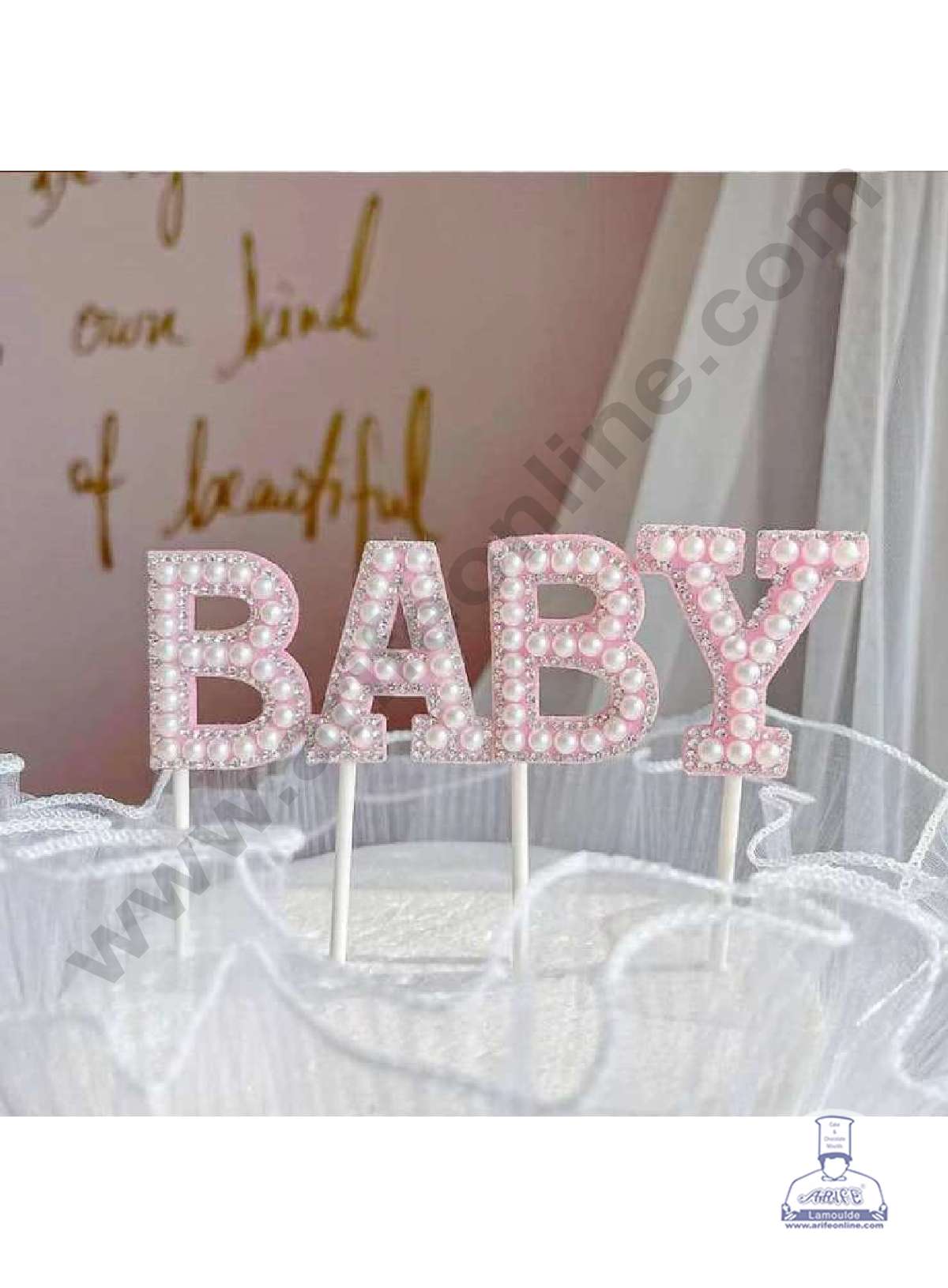 CAKE DECORβ’ Pink Pearl Baby Cake Topper Cake Decoration (SB-PT-Pink)