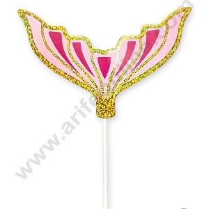 CAKE DECOR™ Pink Mermaid Tail with Sparkle Border Paper Cake Topper (SBPT-MT-Pink)