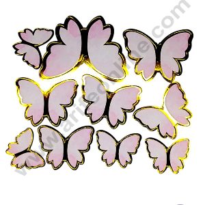 CAKE DECOR™ 10 pcs Light Pink Watercolor Theme Butterfly Paper Topper For Cake And Cupcake