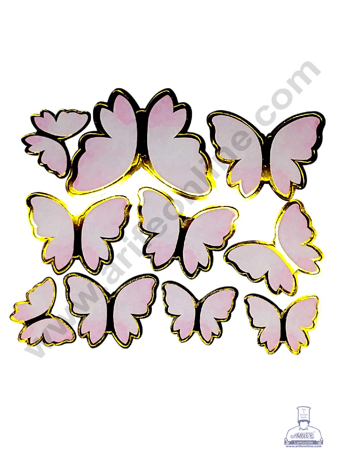 CAKE DECOR™ 10 pcs Light Pink Watercolor Theme Butterfly Paper Topper For Cake And Cupcake