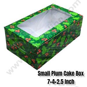 CAKE DECOR™ Christmas Theme 5 Plum Cake Box Clear Window, Plum Carriers - Small ( 10 Pcs Pack )