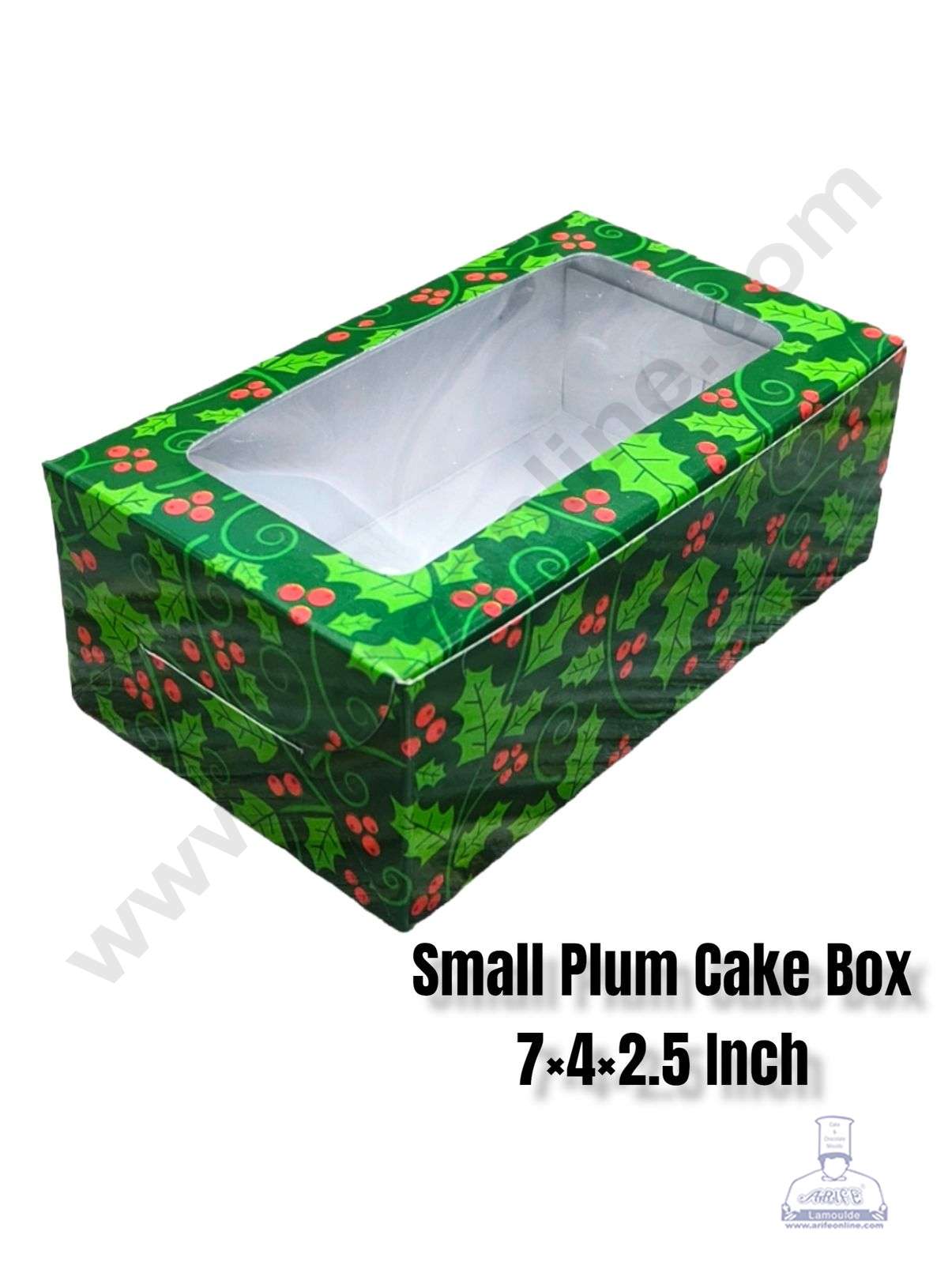 CAKE DECORβ’ Christmas Theme 5 Plum Cake Box Clear Window, Plum Carriers - Small ( 10 Pcs Pack )