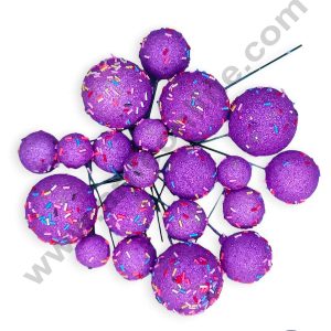 CAKE DECORβ’ Glitter Purple with Sprinkles Faux Balls Topper For Cake and Cupcake Decoration - ( 20 pcs Pack )