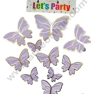 CAKE DECORβ’ 10 Pcs "Let's Party" Purple Butterfly Paper Cake Toppers | Cupcake Decorations