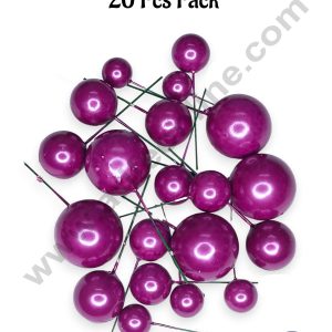 CAKE DECOR™ Pearl Finish Purple Faux Balls Topper For Cake and Cupcake Decoration - (20 Pcs Pack)