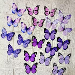 CAKE DECOR™ 21 Pcs Vibrant Purple Sparkle Butterfly Paper Topper For Cake And Cupcake