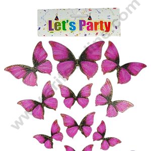 CAKE DECORβ’ 10 pcs Let's Party Glitter Purple Butterfly Paper Topper For Cake And Cupcake