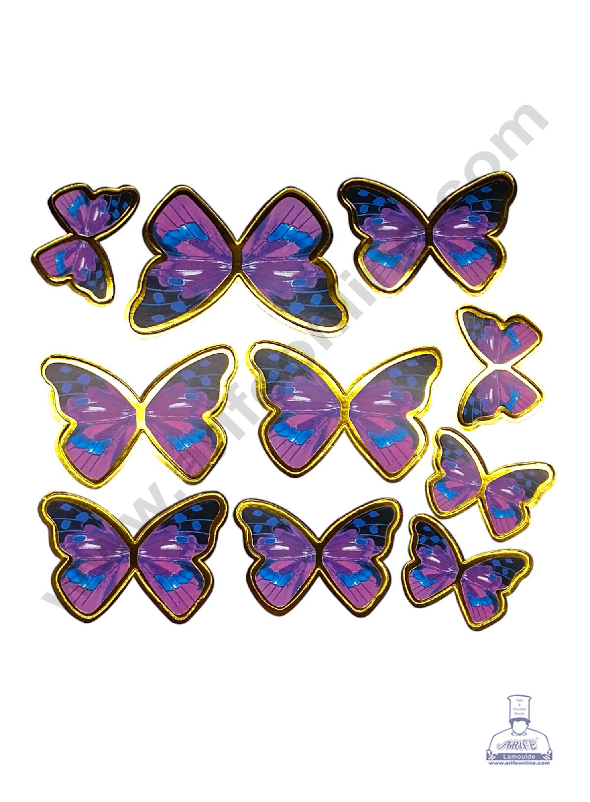CAKE DECOR™ 10 pcs Purple Blue Butterfly Paper Topper For Cake And Cupcake