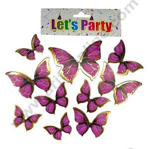 CAKE DECORβ’ 10 pcs Let's Party Purple Butterfly Paper Topper For Cake And Cupcake