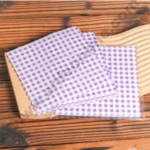 CAKE DECOR™ Printed Parchment Paper | Bento Box Liner | Grease Proof Paper | Wrap Paper - Purple Checks/Plaid Print (100 Sheets)