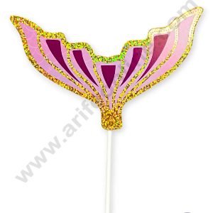 CAKE DECOR™ Purple Mermaid Tail with Sparkle Border Paper Cake Topper (SBPT-MT-Purple)