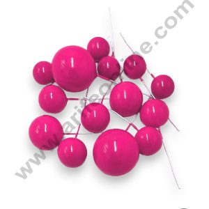 CAKE DECOR™ Rani Pink Faux Balls Topper For Cake and Cupcake Decoration - 20 pcs Pack (SB-RPinkBall-20)