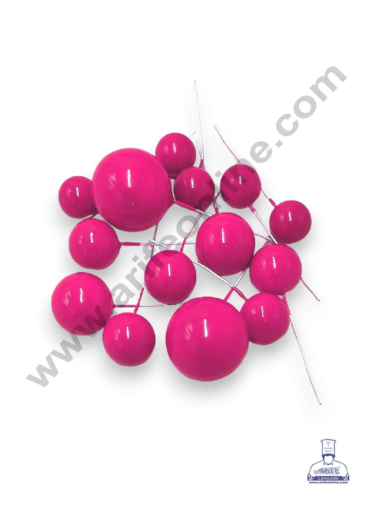 CAKE DECOR™ Rani Pink Faux Balls Topper For Cake and Cupcake Decoration - 20 pcs Pack (SB-RPinkBall-20)