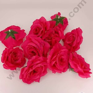 CAKE DECOR™ Large Rose Artificial Flower For Cake Decoration – Rani Pink ( 5 pc pack )