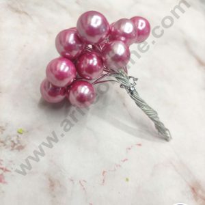 CAKE DECOR™ Raspberry Pearl Faux Ball Toppers For Cake and Cupcake Decoration - (20pcs Pack)