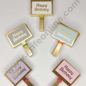CAKE DECOR™ 100 pcs Rectangle Birthday Paper Tag with Foiling Paper Topper For Cake And Cupcake