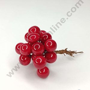 CAKE DECOR™ Red Pearl Faux Ball Toppers For Cake and Cupcake Decoration - (20pcs Pack)