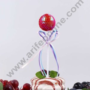 CAKE DECOR™ Red Pink Bling Bling Sequence Lollipop Ball Toppers For Cake and Cupcake Decoration
