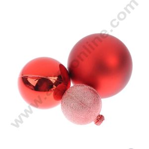 CAKE DECOR™ 3 Piece Red Faux Ball Toppers For Cake and Cupcake Decoration - (3pcs Pack)