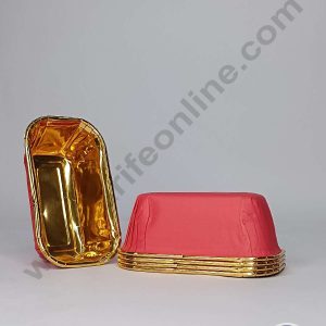 CAKE DECORβ’ 10 Pcs Small Golden Foil Coated Red Paper Bake and Serve Plum Cake Mold