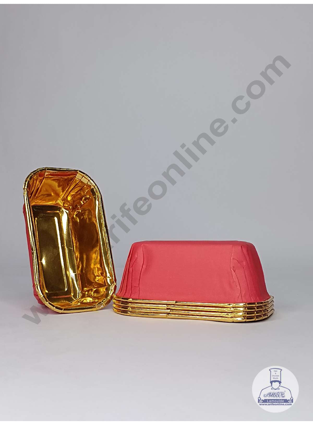 CAKE DECORβ’ 10 Pcs Small Golden Foil Coated Red Paper Bake and Serve Plum Cake Mold