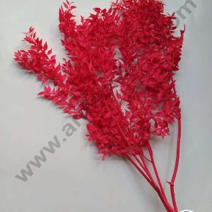 CAKE DECORβ’ Red Color Natural Dried Ruscus Leaves For Cake Decoration Bouquet Wedding Party Centerpieces Decorative β Red (2 Stick)