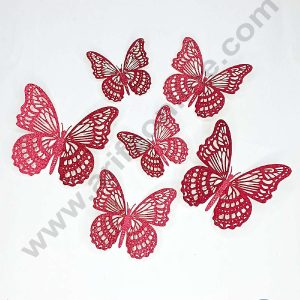 CAKE DECORβ’ 12 pcs Glitter Red Imported Butterfly Paper Topper For Cake And Cupcake