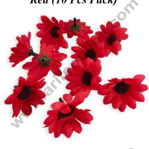 CAKE DECOR™ Red Mini Daisy Artificial Flower For Cake Decoration ( 10 pcs pack )